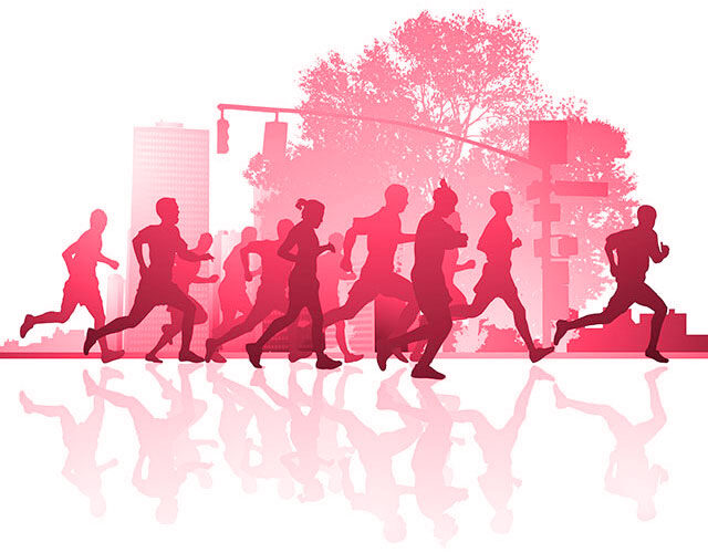 Stilisiertes Bild einer Gruppe laufender Menschen
